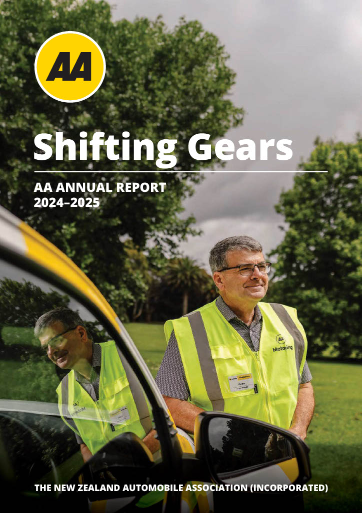 Cover of FY25 Annual report featuring an AA Roadservice officer and vehicle