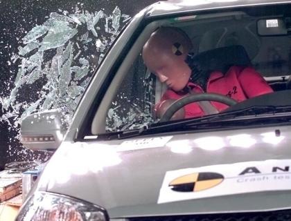 Crashed car simulation with a mannequin