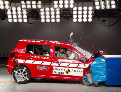 Crashed red car simulation