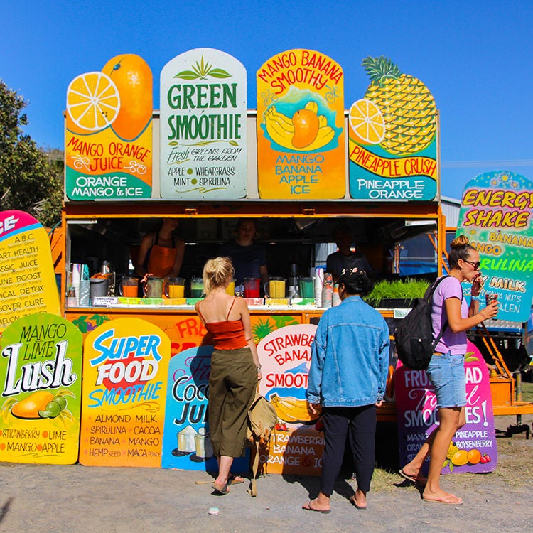 Colourful stalls at the Byron Bay markets.