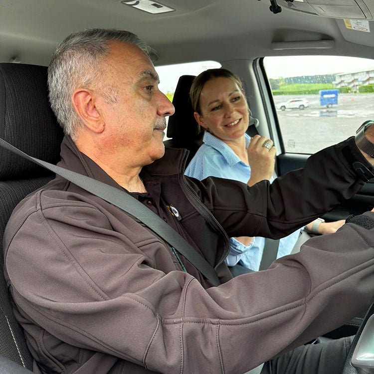Mandeep Shah explains the basics of driving with a trailer. Photo by Rob Proctor.