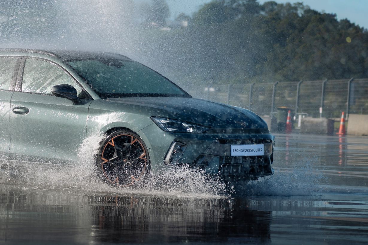 water effects on skid pad
