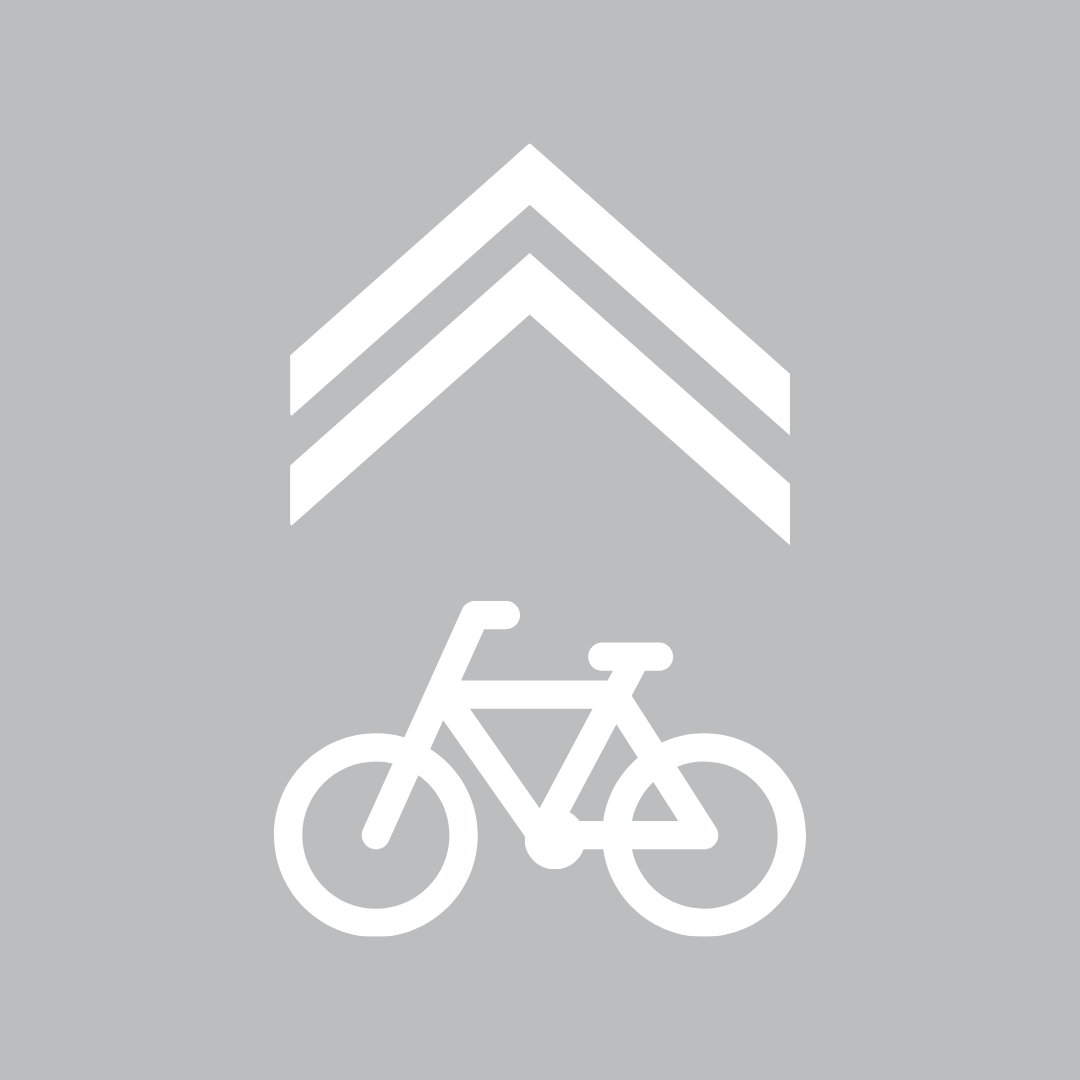 A sharrow indicates where different types of road users need to share the same space.