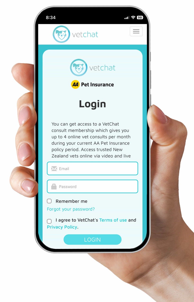 Phone accessing vetchat login page
