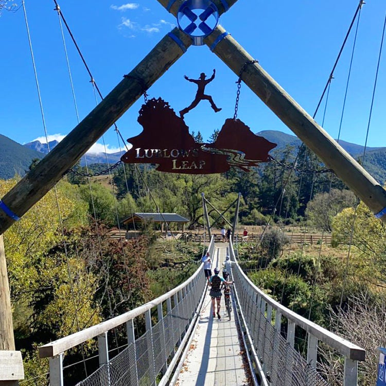  Crossing the Lublow Swing Bridge. Photo by Elisabeth Easther.