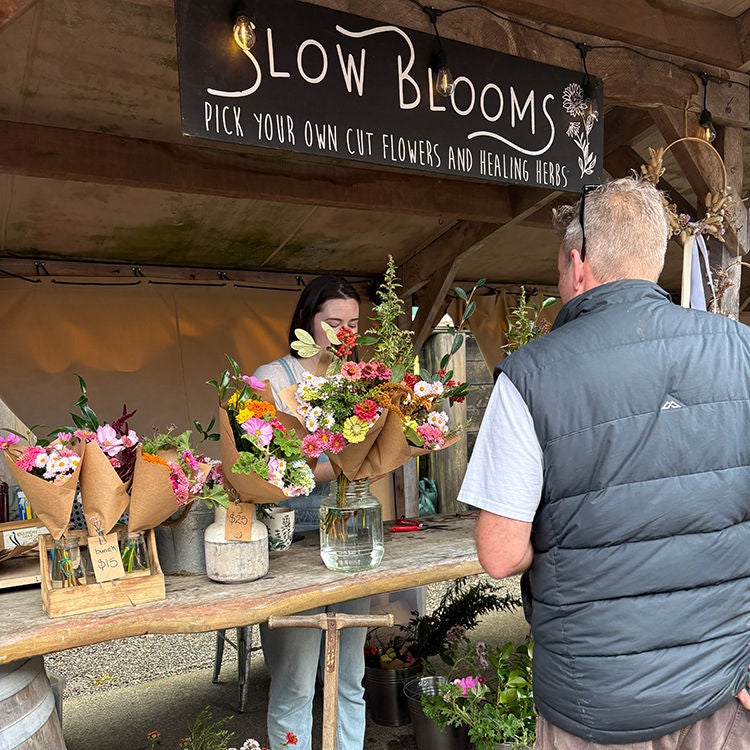 Flowers for sale at the Matakana Farmers Market.