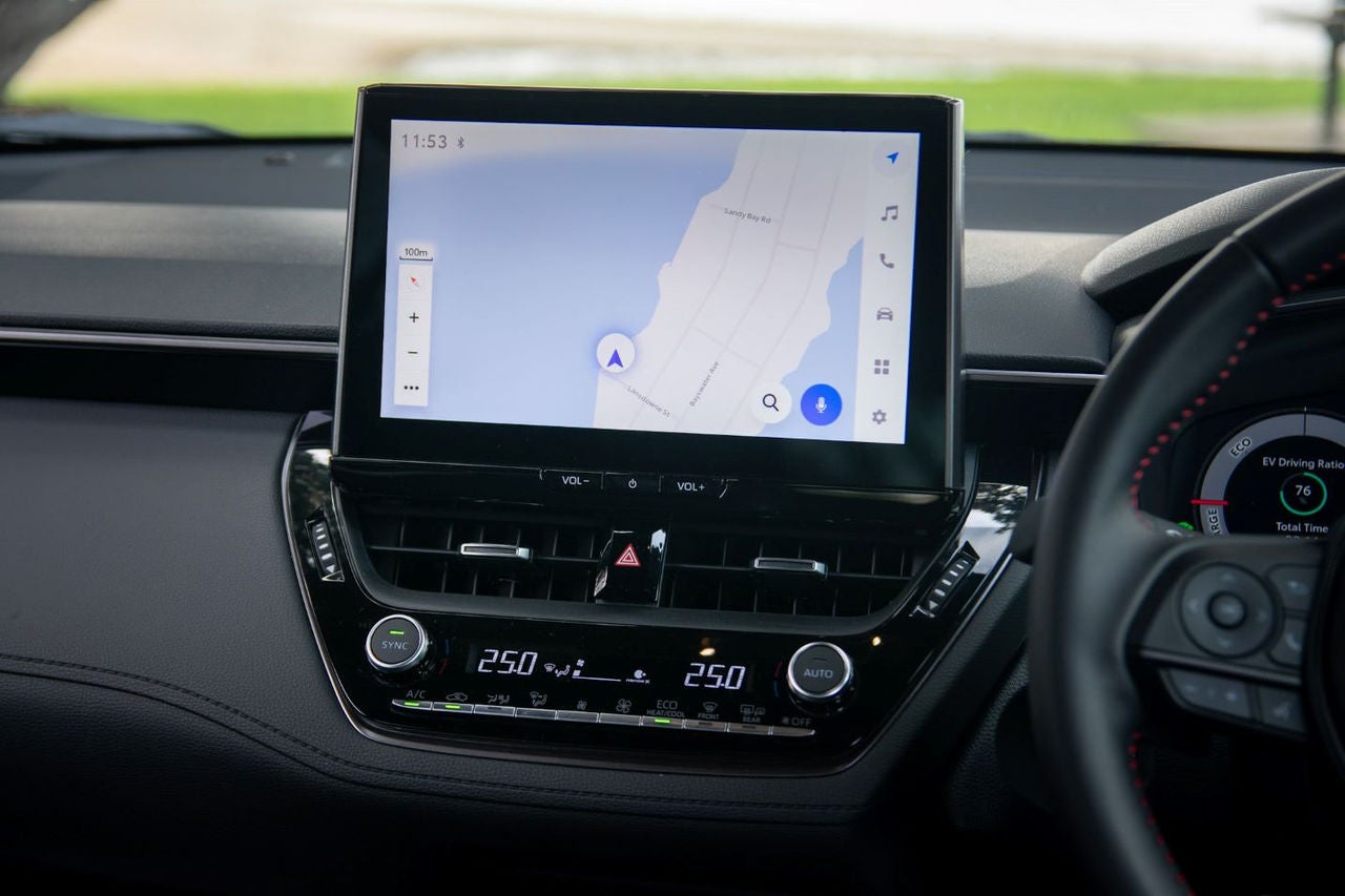 close up of infotainment screen showing navigation map