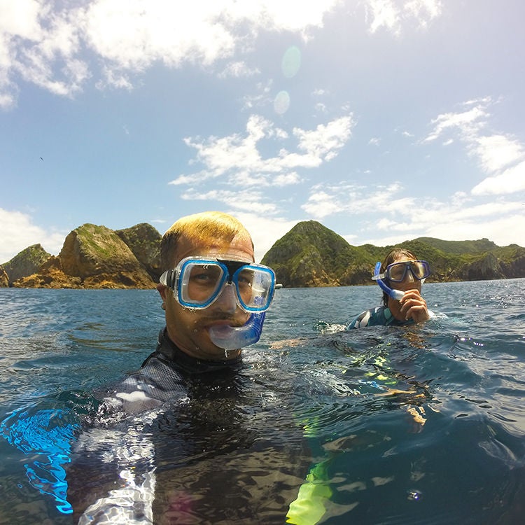 Michael Botur snorkelling at the Poor Knights. Photo by Heather Easterbrook.