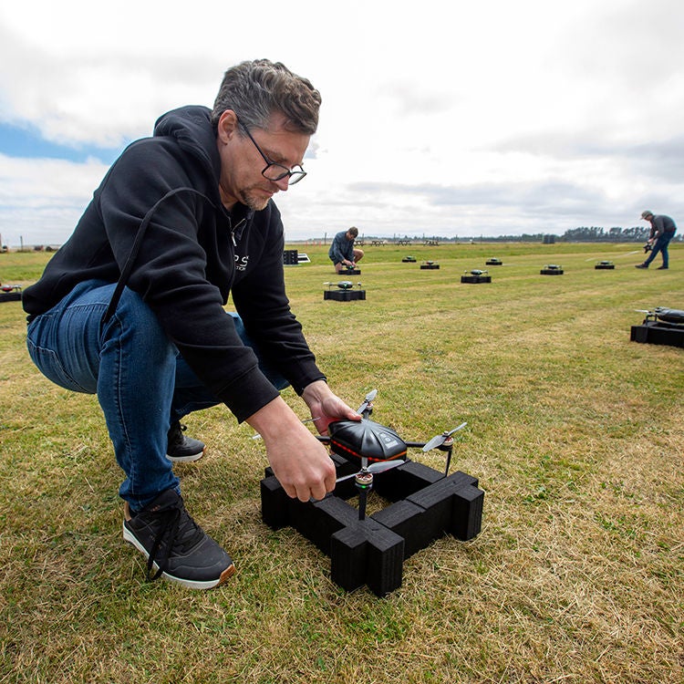 Drone show set up. Photo by Tim Cuff.