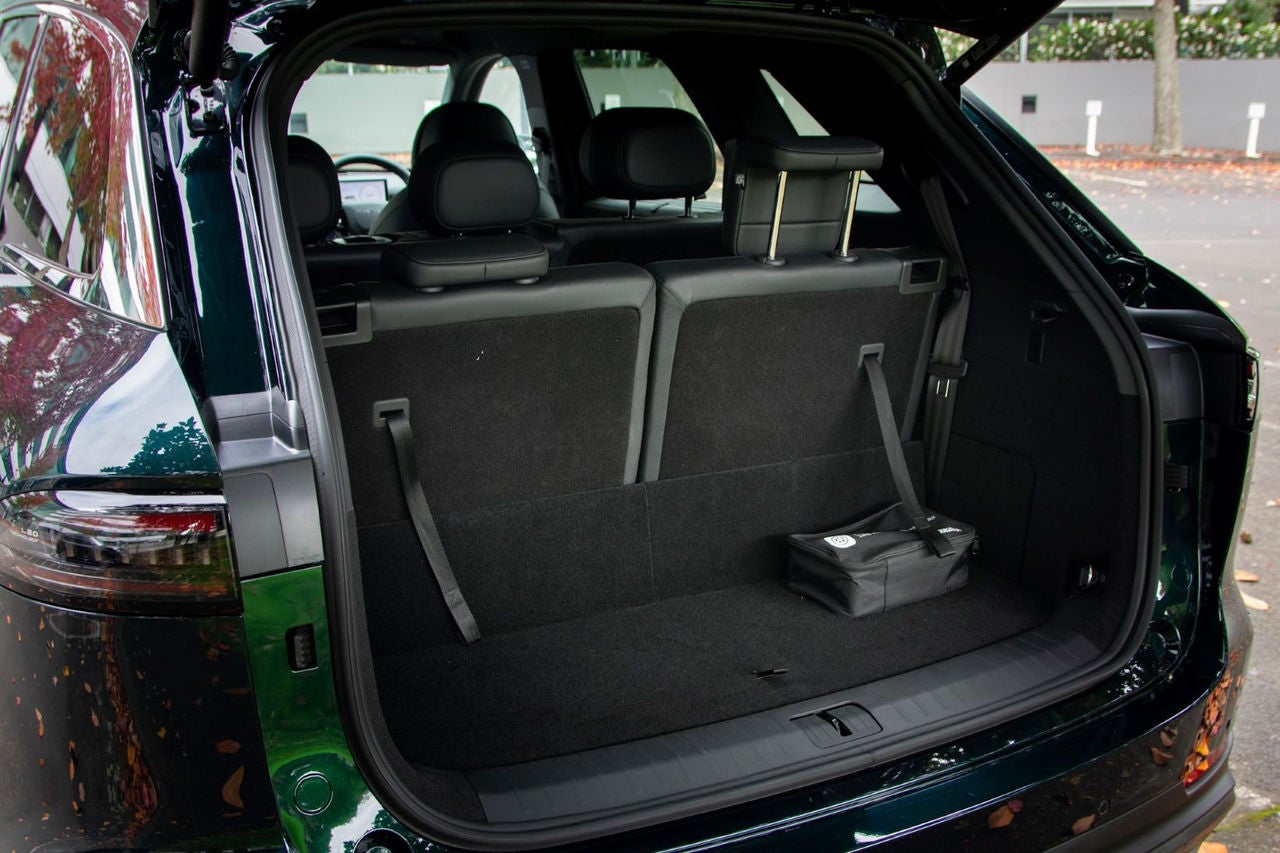 view of rear luggage space with third-row seat in the upright position