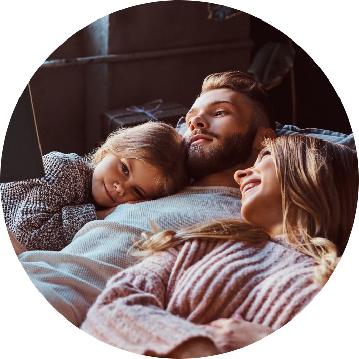 Family relaxing at home