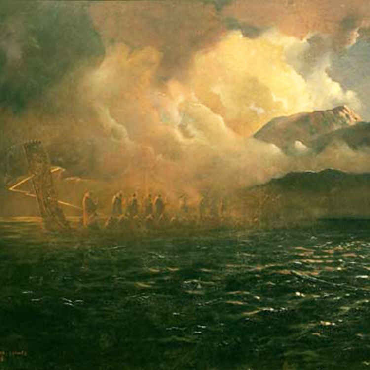  An artist's depiction of the Tarawera waka. Supplied by the Buried Village.