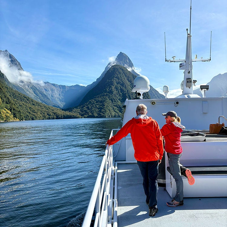 Cruising the majestic Milford Sound on board the Fiordland Jewel. Photo by Jo Percival.