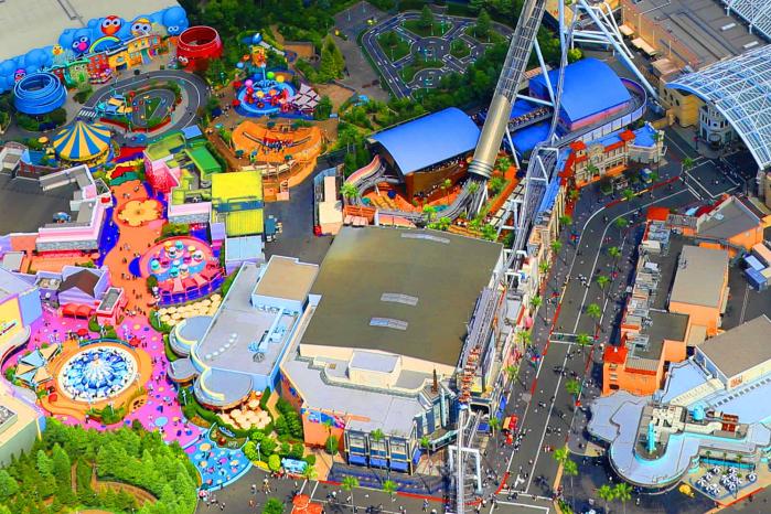 Aerial view of Universal Pictures Studios Japan