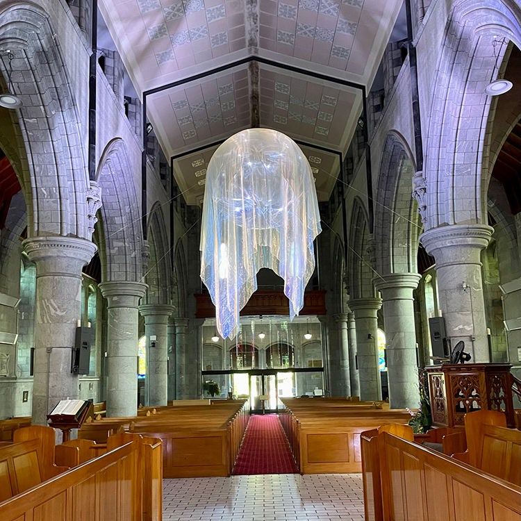  An exhibition in Nelson Cathedral as part of the Nelson Arts Festival. Photo by Jo Percival.