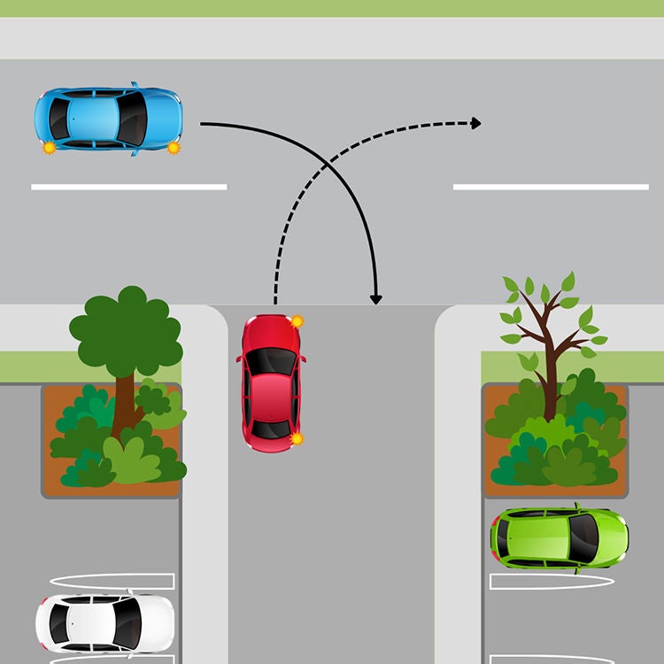Giving way when leaving a supermarket
