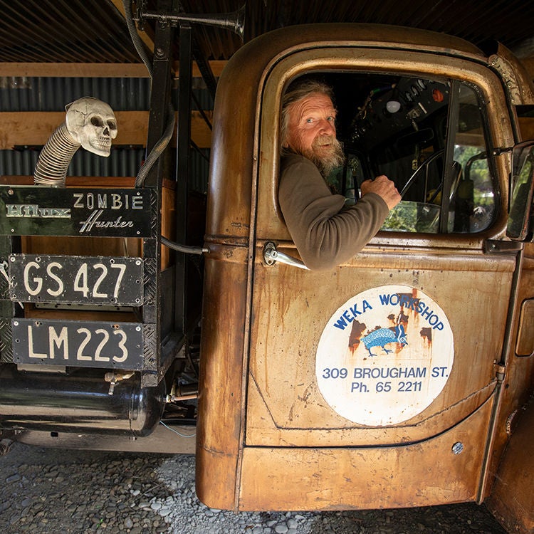 Brian in his award-winning 'Zombie Hunter' truck. Photo by Tim Cuff.