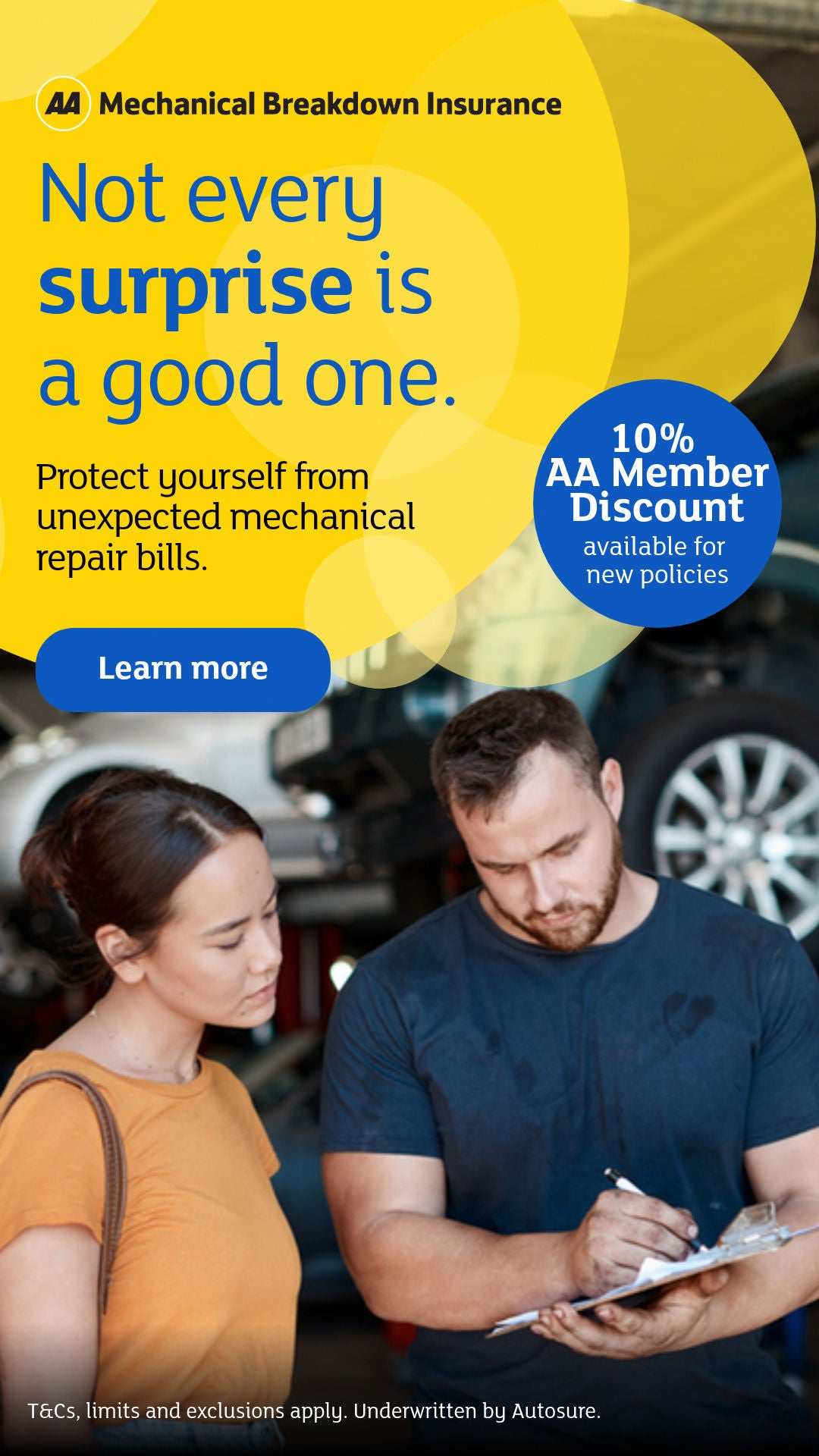 AA Members get a 10% discount on AA Mechanical Breakdown Insurance