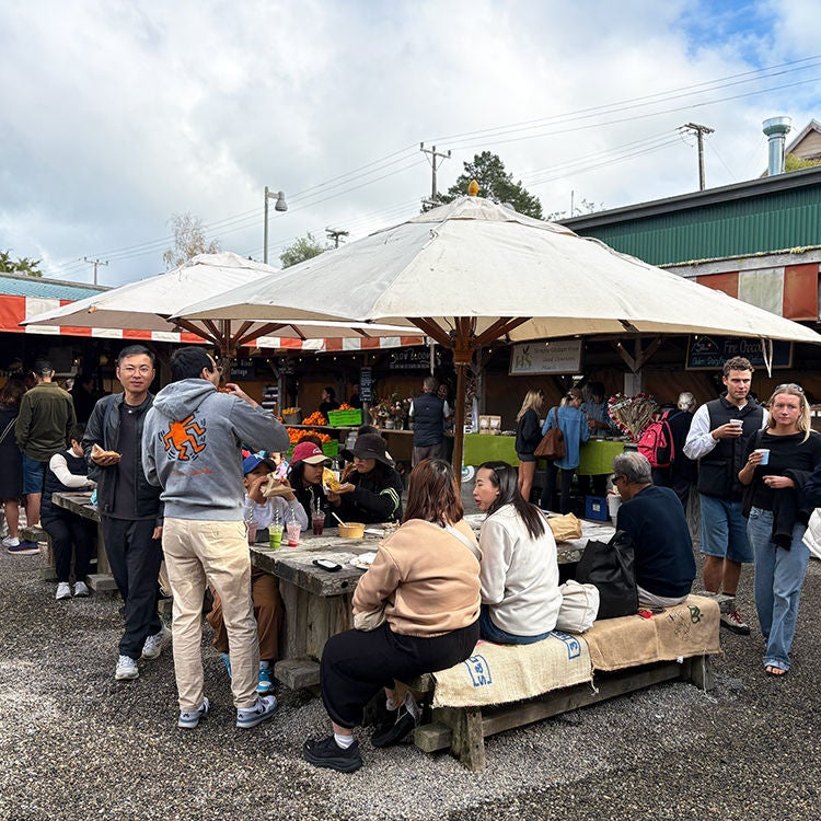 Morning crowds at the Matakana Farmers Market.