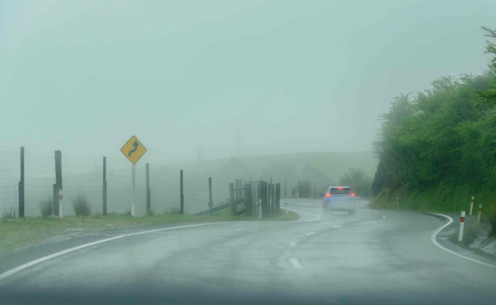 Windy wet road