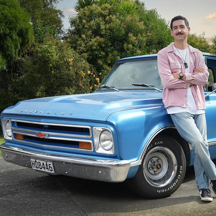 Chris and his 1967 Chevy. Photo by Rob Trathen.