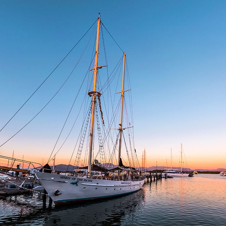 Sunset views over the marina in Fiji.