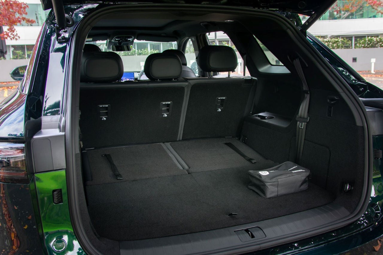 view of luggage space with third-row seats in the down position
