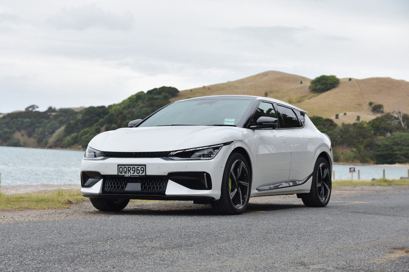 Parked White Kia EV 6