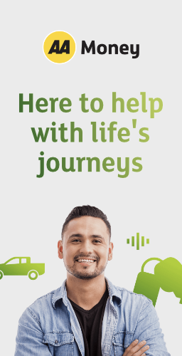 Man with his arms folded underneath the text reading "Here to help with life's journeys"