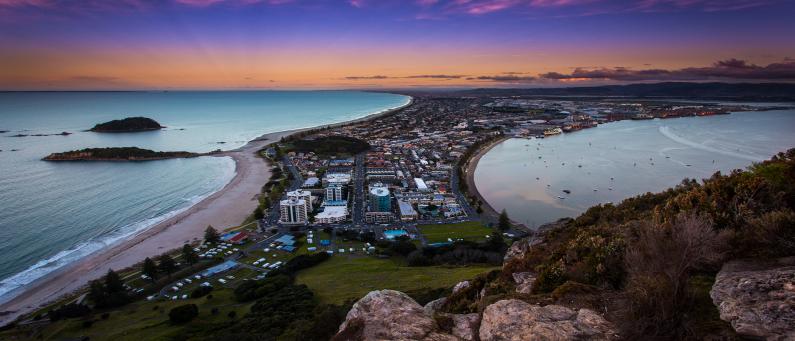 The view from Mount Maunganui at sunset
