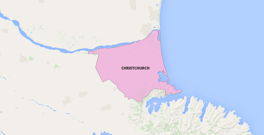Map of Christchurch Region