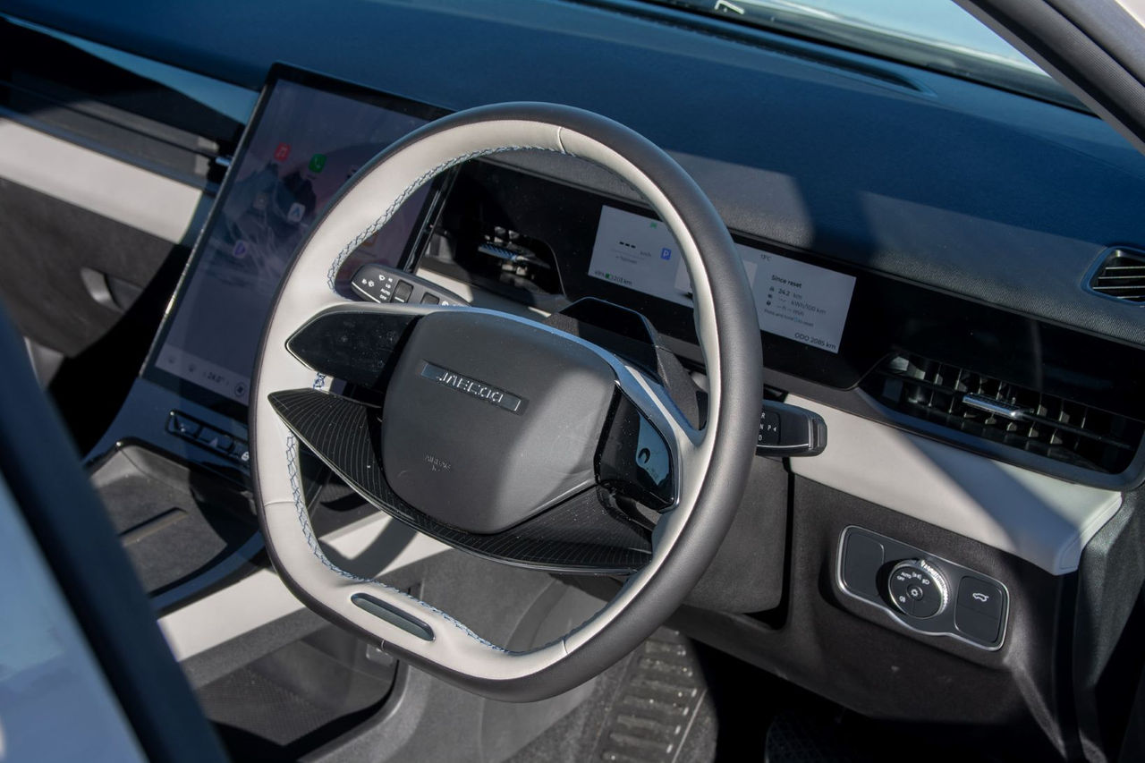 view of steering wheel from outside driver's door