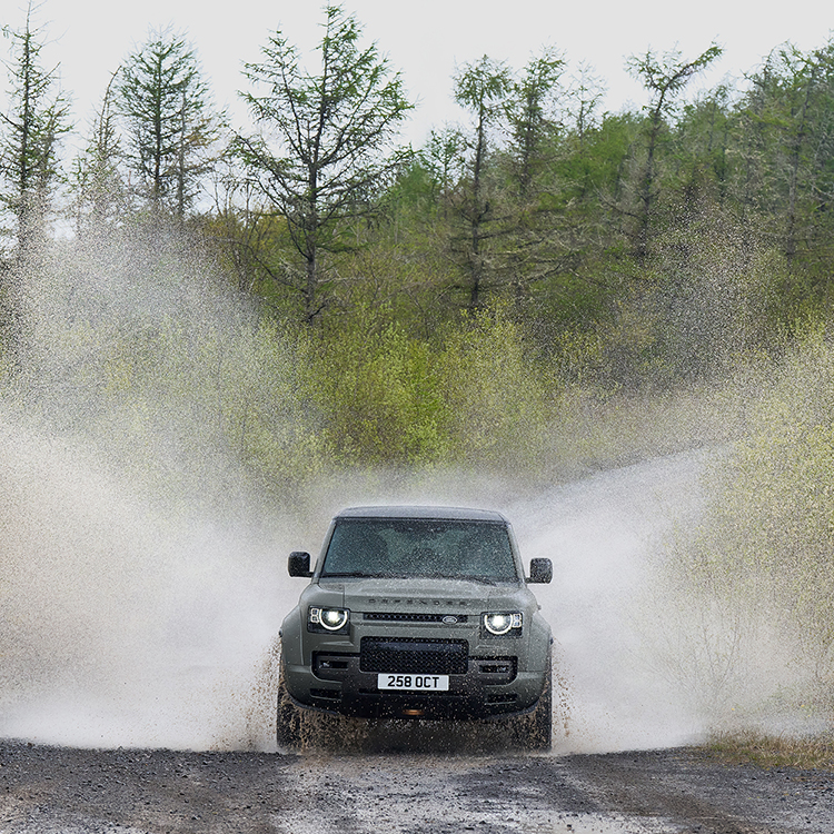 Off roading in the Land Rover Defender Octa.