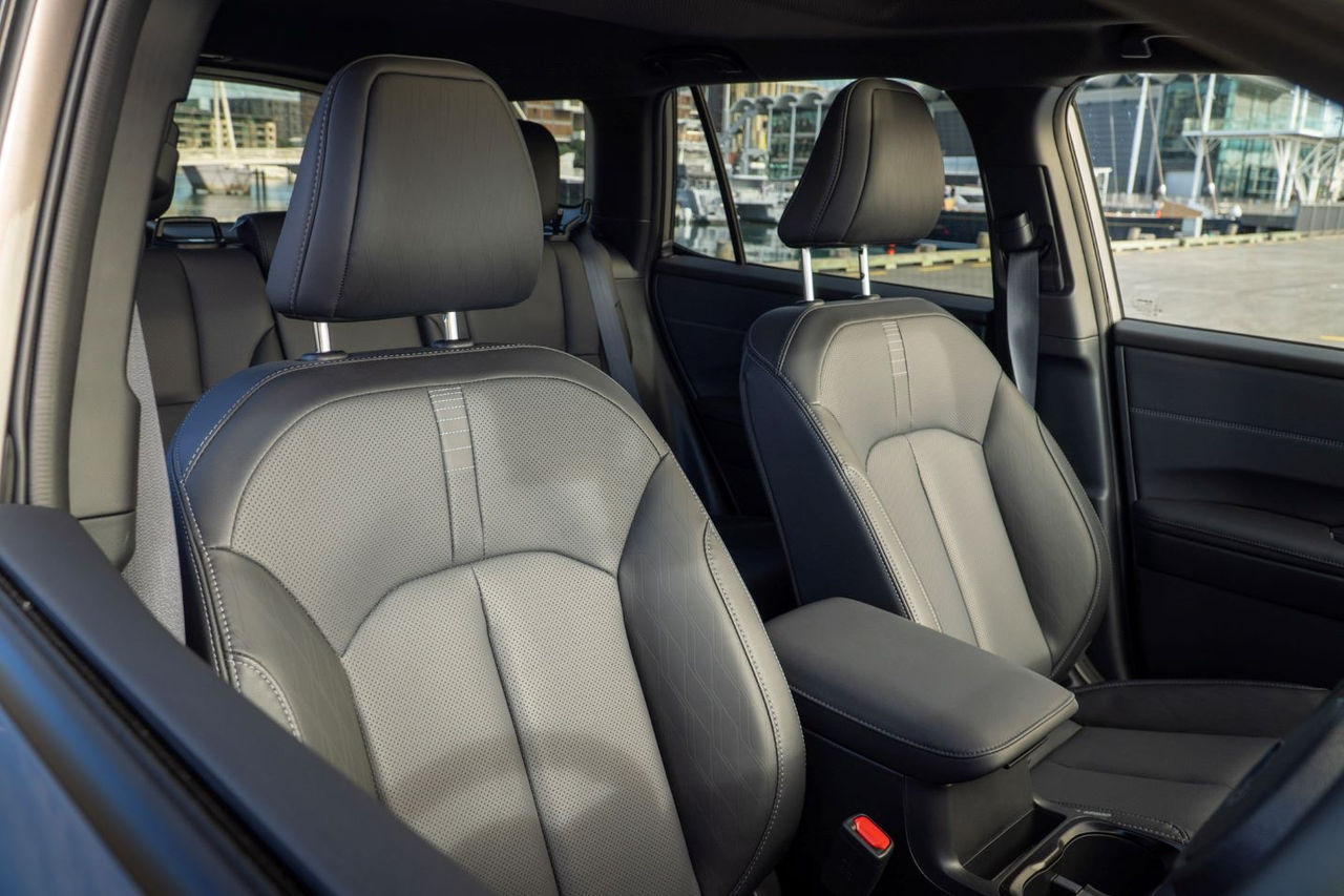 view of front seats from outside driver's door