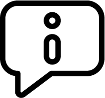 speech bubble with 'i' for information icon