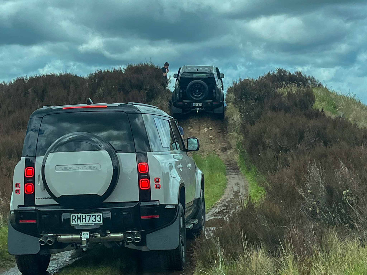 defender going up hill