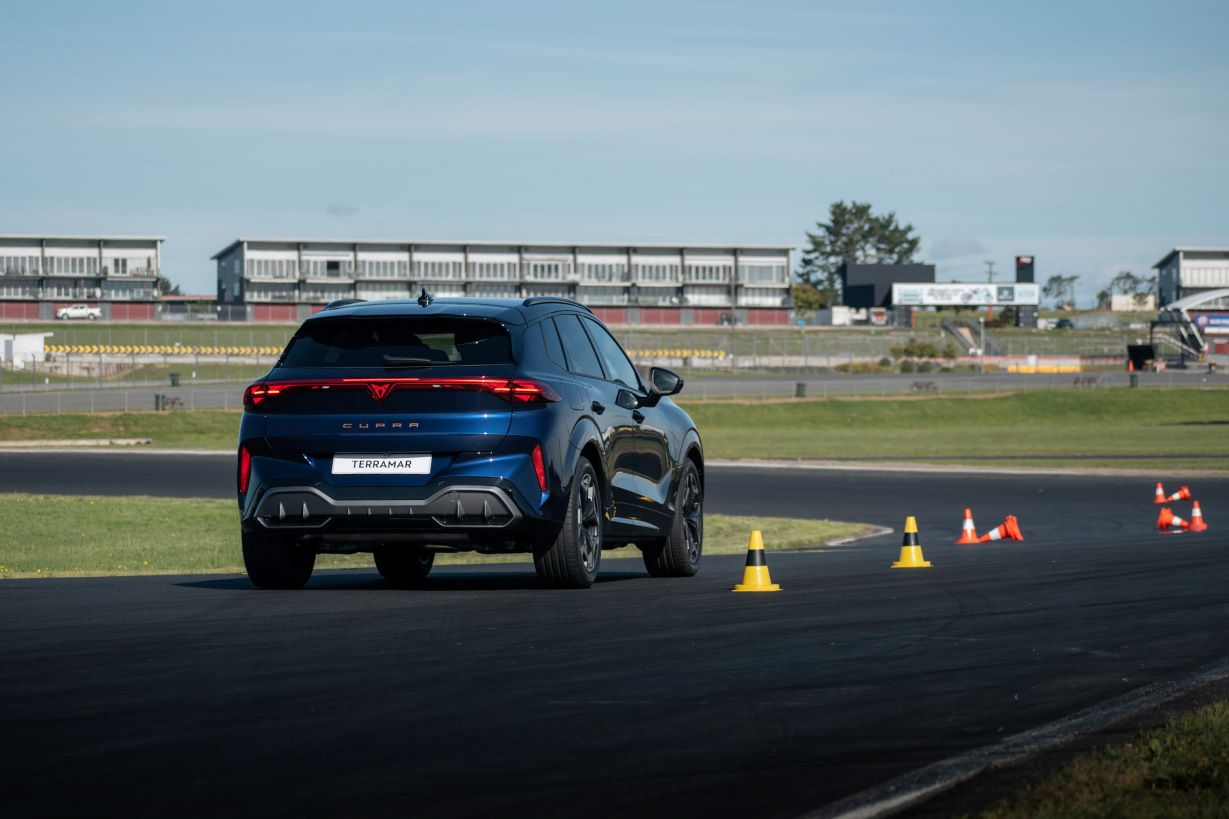 rear view at start of slalom course