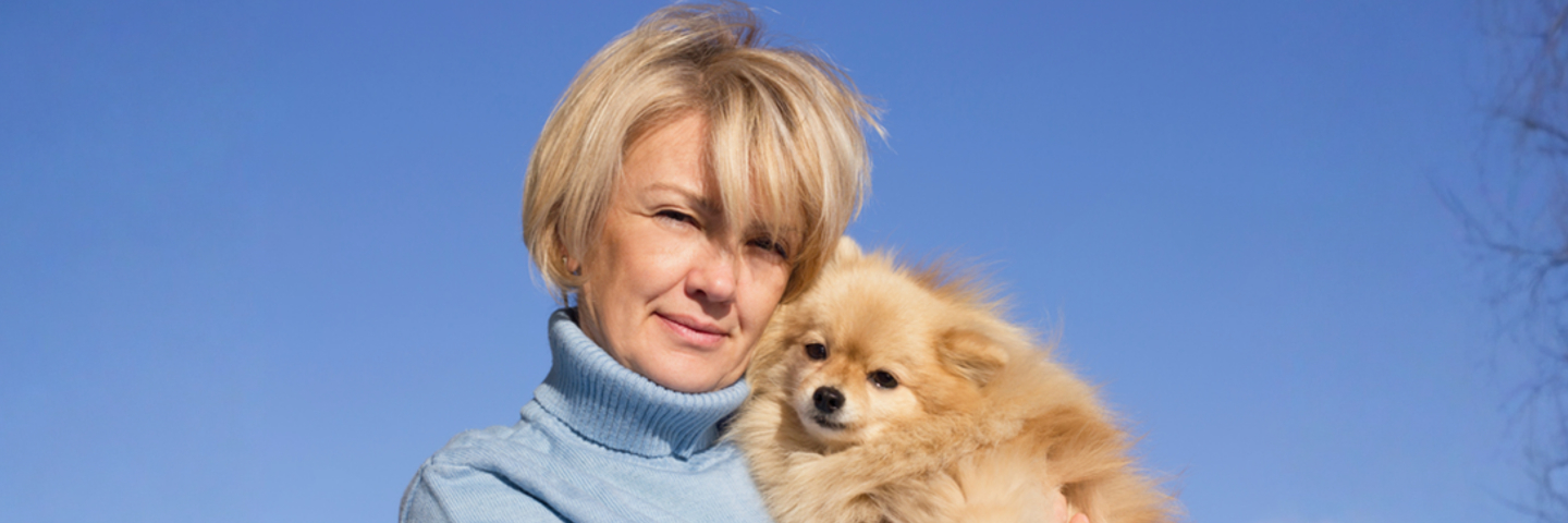 Blonde woman and blonde dog