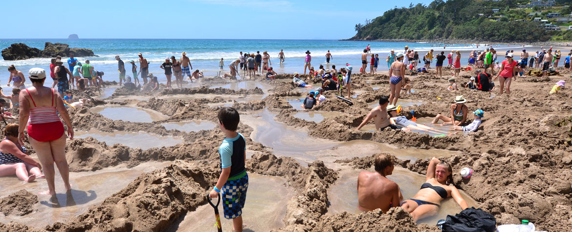 Hot water beach: happy camping