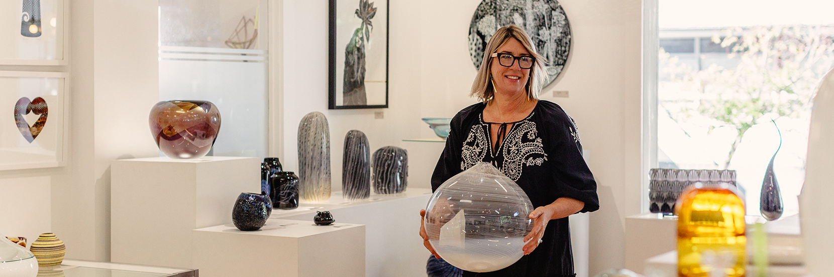 Whanganui glass artist, Katie Brown. Photo by Alanah Brown. 