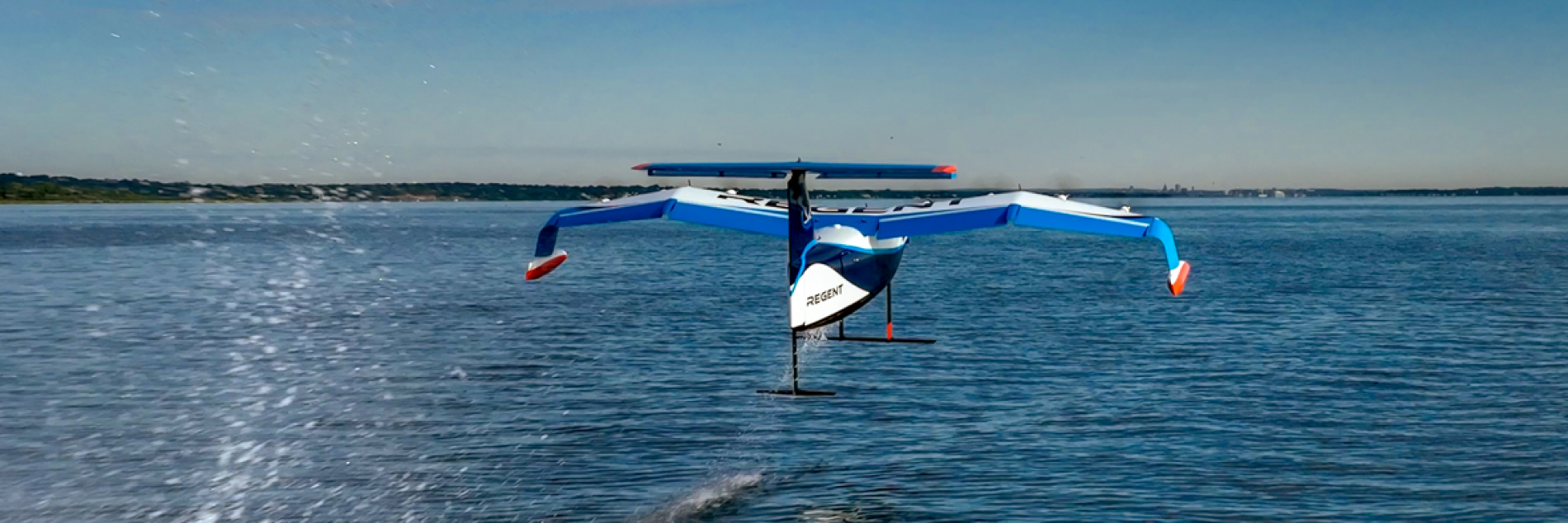 Regent electric seaglider flying over the sea