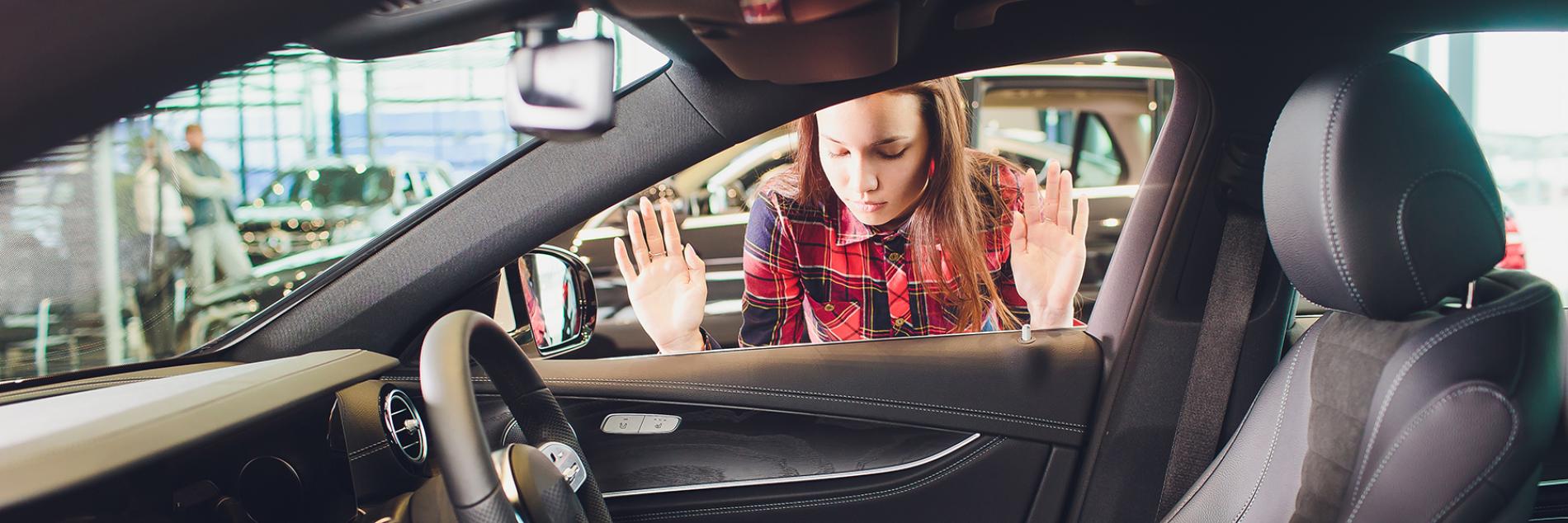 A woman locked outside of her car