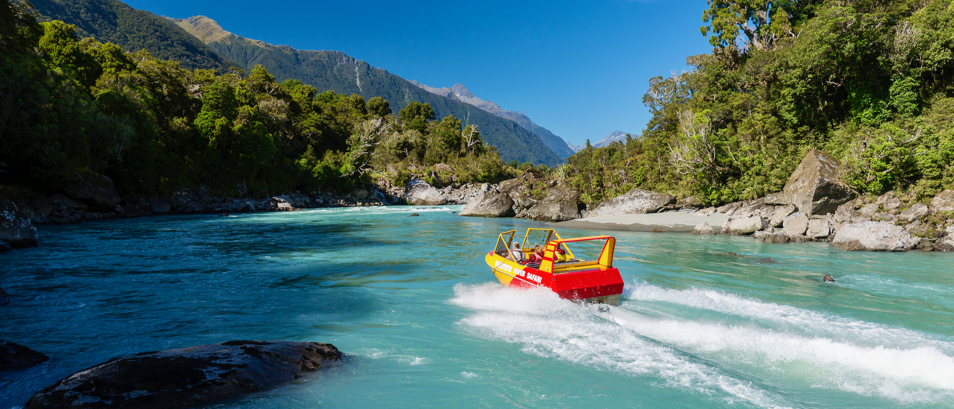 Head into the wilderness of Haast on a jet-boat safari