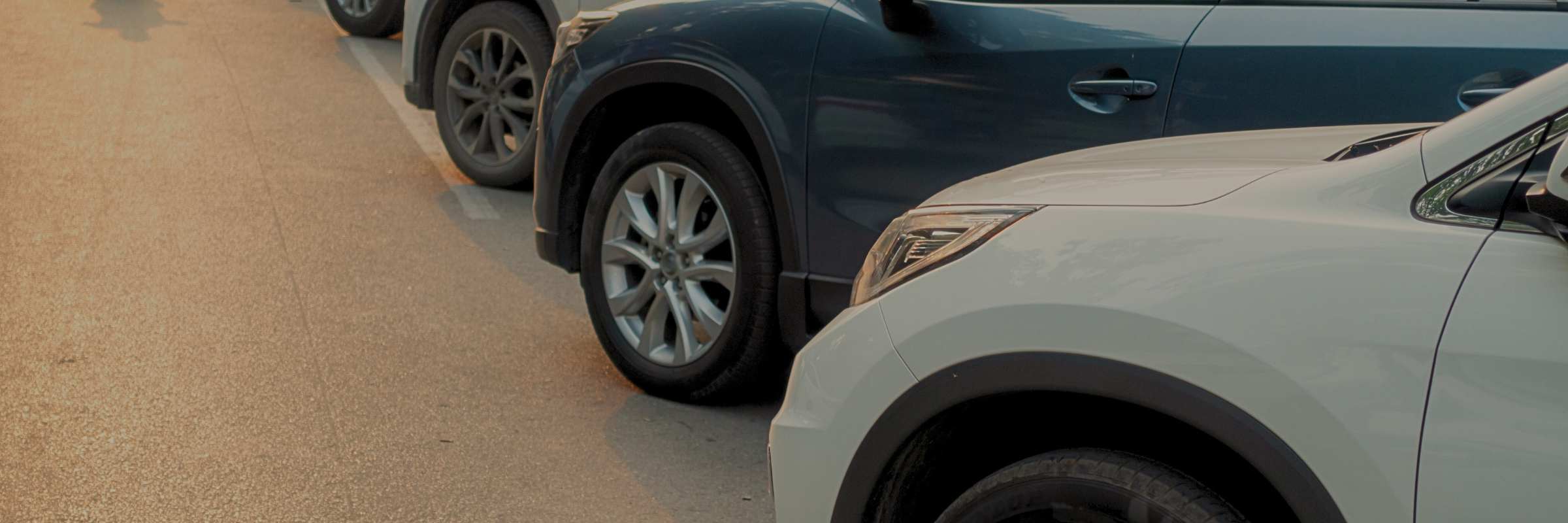 A row of parked cars.