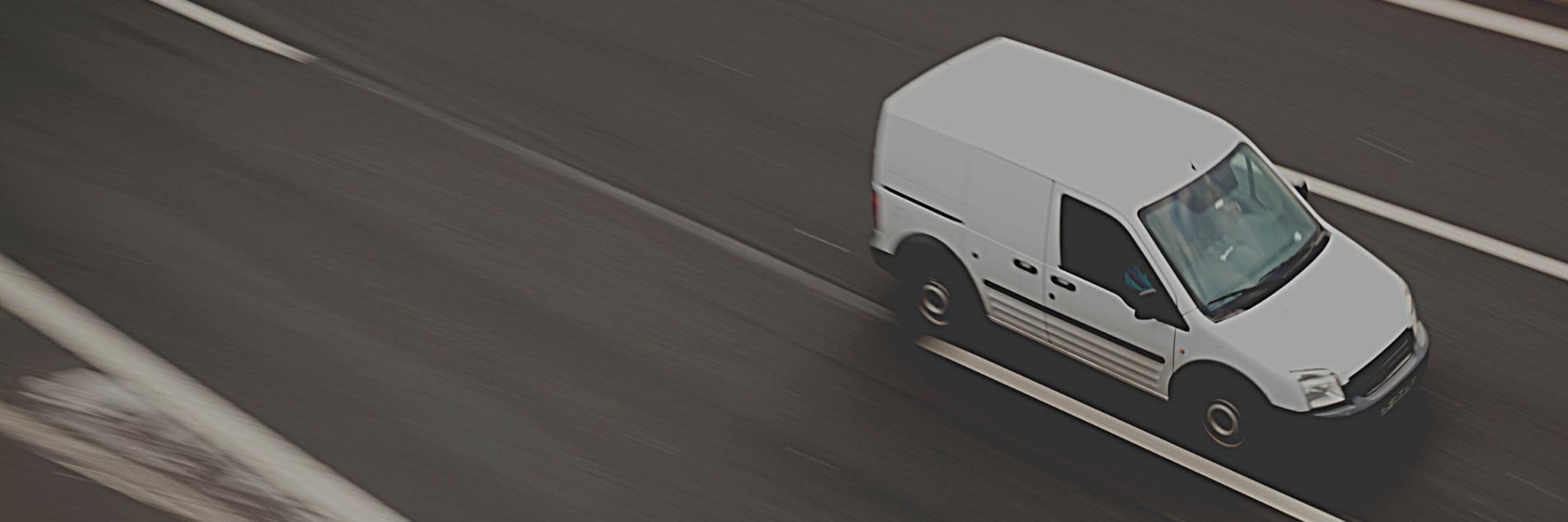 White van on road
