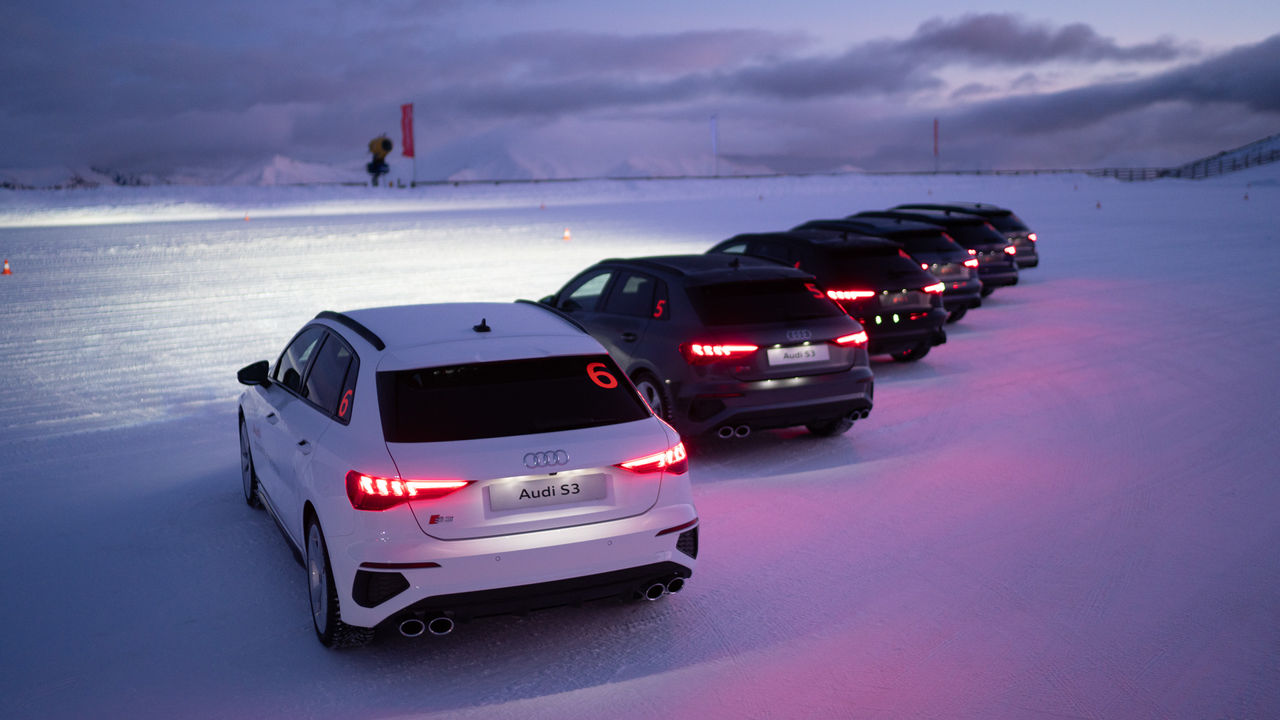 Audi cars lined up