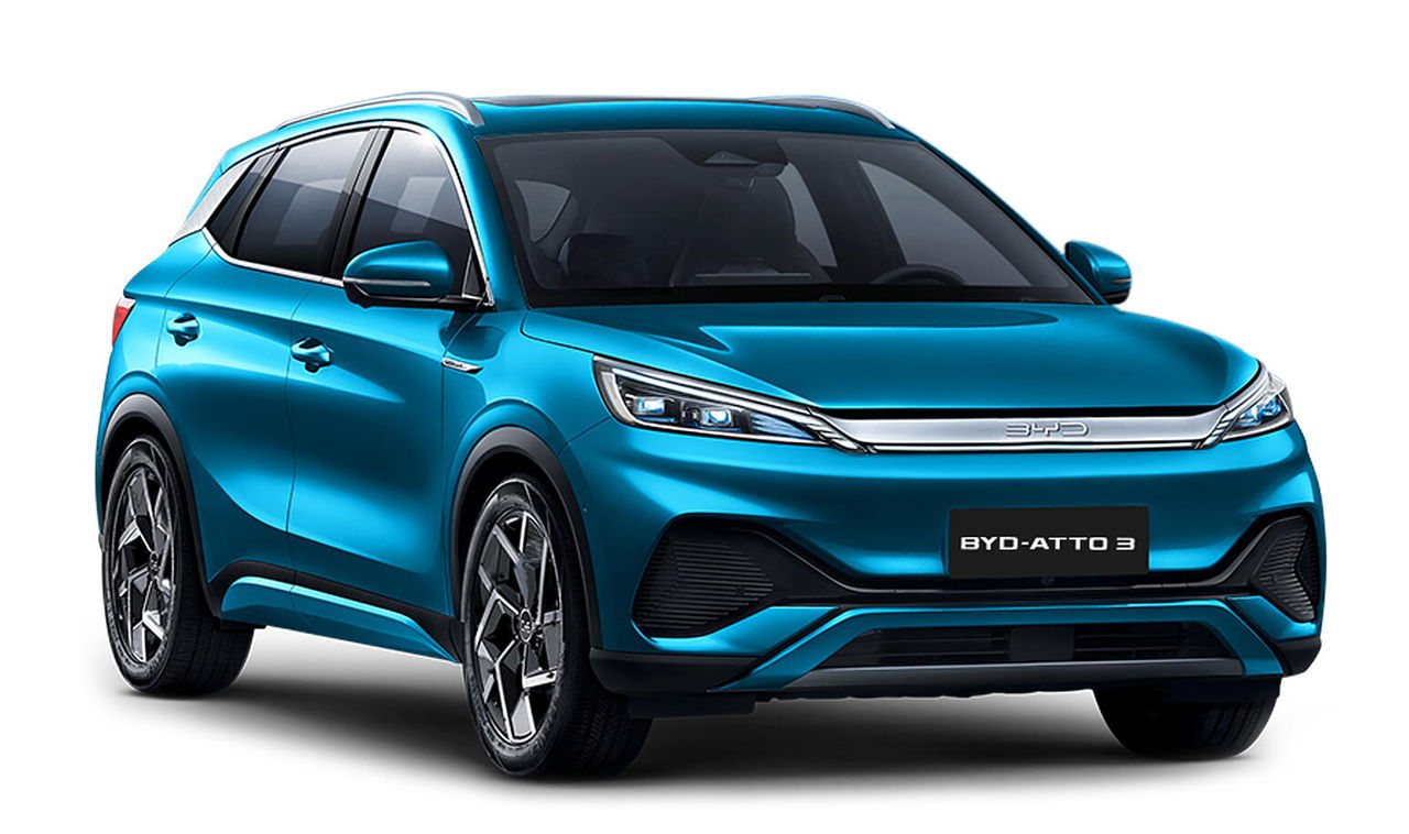 A teal BYD ATTO 3 car