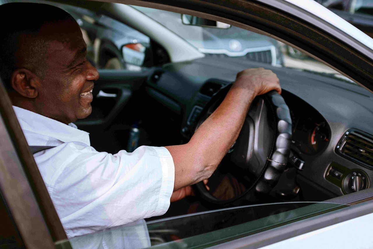 man Test driving V4