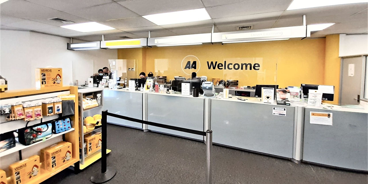 Inside photo of an AA centre for driver license services