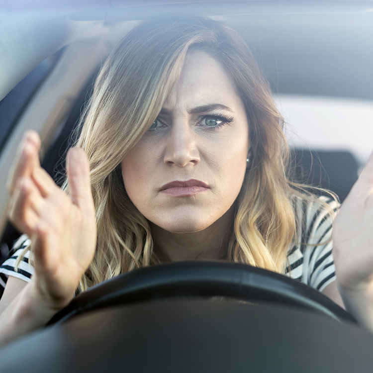 Grumpy woman driver